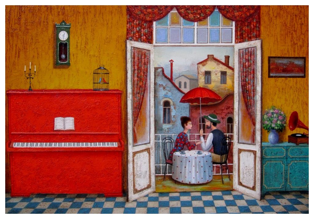 David Martiashvili, Happy Couple, Oil on Canvas, 100x70cm (39.37x27.56 in)