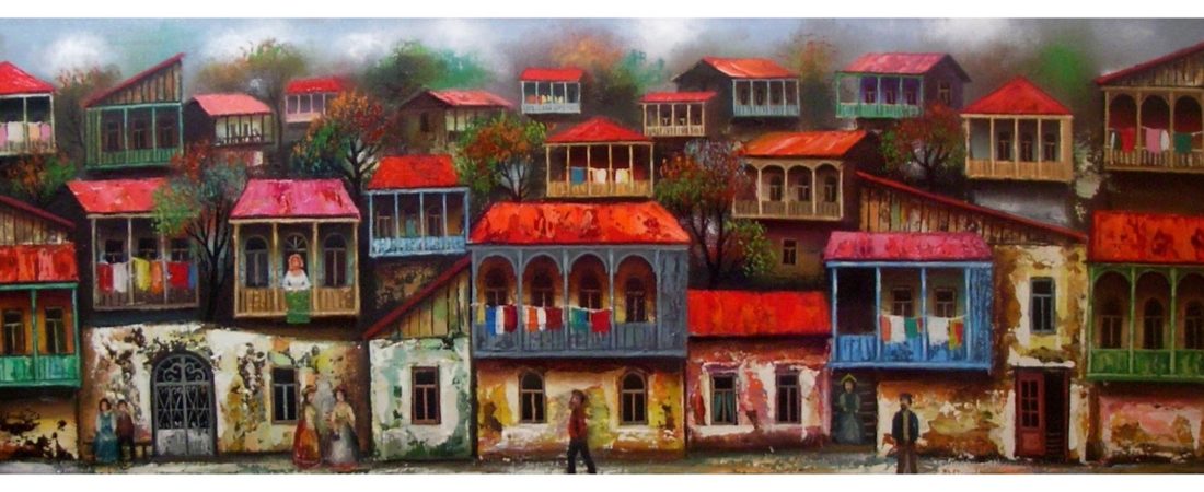 David Martiashvili, Tbilisi, Oil on Canvas, 30x100cm (11.81x39.37 in)